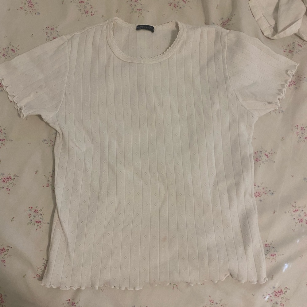 Brandy white ruffled top